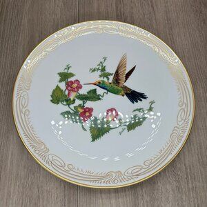 Vtg Boehm English Bone Porcelain Broad-billed Hummingbird Plate Collection White